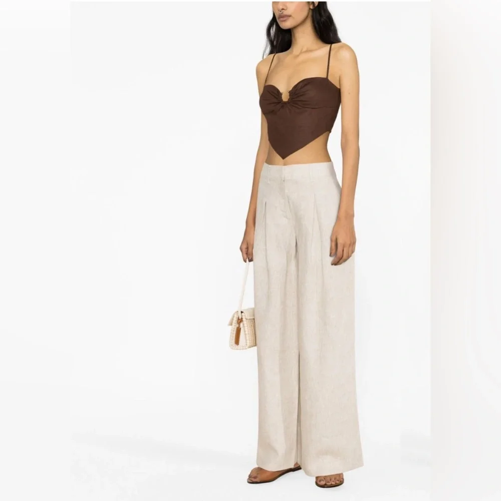 Reformation Asher linen pants wide leg chino oatmeal size 6 NWT
